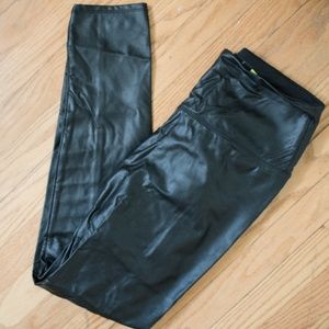 Faux leather stretch pants